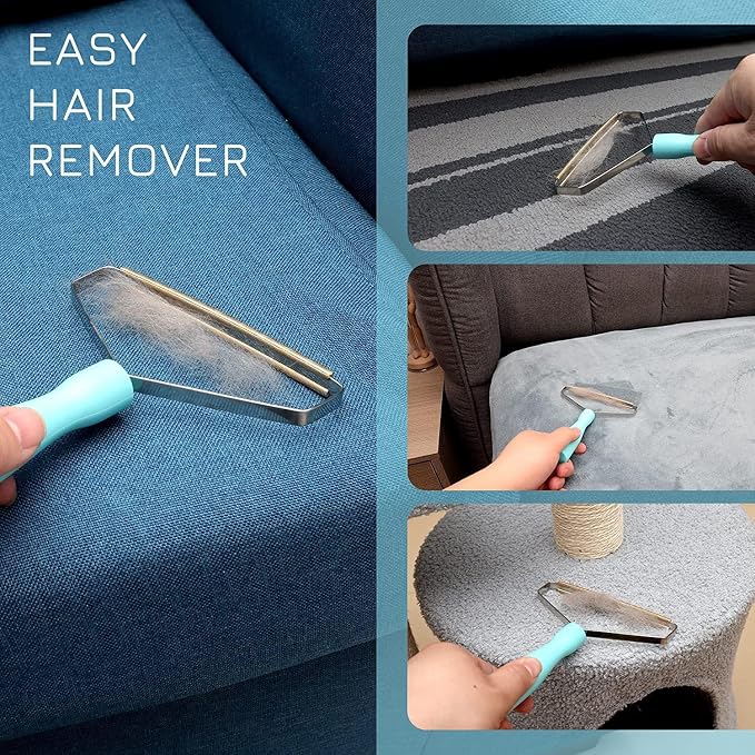 Pet Hair Remover Tool, Double Edge Carpet Rake for Dog Cat Fur, Multi Fabric Lint Remover for Couch, Rug, Pet Tower, Cat Mat, Car Trunk, Reusable Deep Cleaning Brush