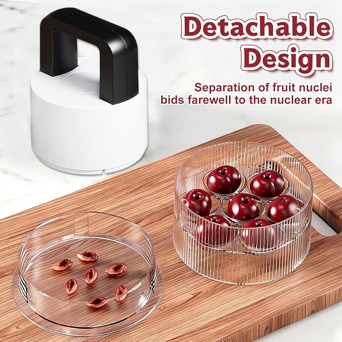 7-in-1 Cherry Pitter Tool,1.5" Extra Large Slots Making Cherry Jam | Food Grade Multi-Fruit Corer with Anti-Splatter Guard, Upgraded Easy Push Seed Remover,Dishwasher Safe