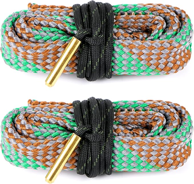 2Pack/3Pack Bore Rope Brush Gun Cleaner Cleaning Snakes, Barrel Snake for 5.56mm/.223/.22/9mm/Cal .380/12 GA/. 30 Cal/.308/.44 Cal. Rifle Shotgun Gun Cleaning(Choose Your Cal)