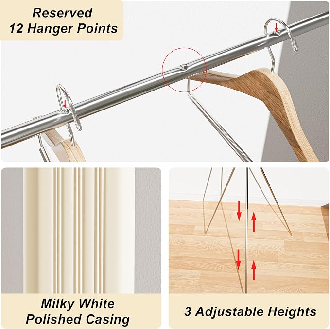 Foldable Tripod Clothes Drying Rack - 6 Clothes Arms & 12 Underwear Clips & 12 Hanging Points & Stainless Steel Legs/Clothes Rods, Portable Clothing Airer for Suitcase RV Balcony Camping