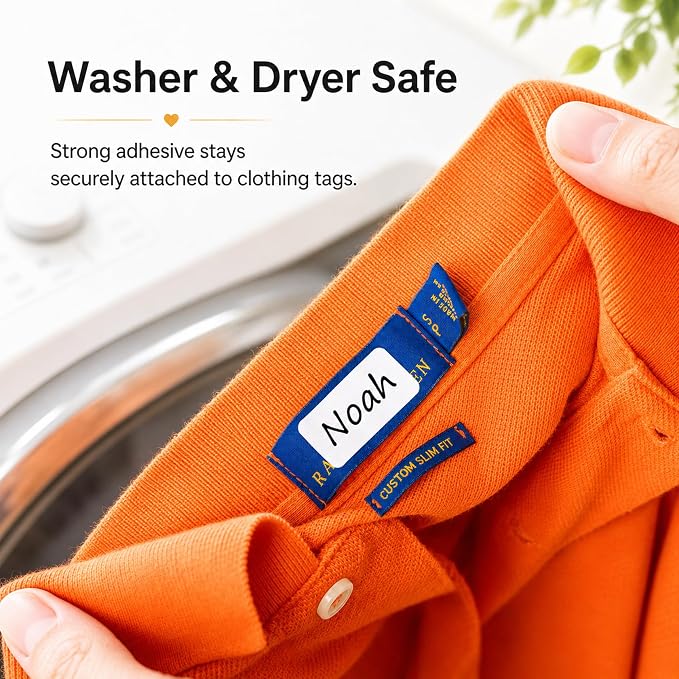 All Purpose No-Iron Kids Clothing Labels, 80-Pack | Self-Stick Write-On Fabric Labels for Camp, School, Daycare, Nursing Care, Toys, Organizing, Washer & Dryer Safe