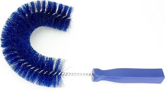 SPARTA Plastic Hook Dusting Brush, Clean-In-Place, Galvanized Wire with Threaded Hole for Dusting Surface of Curved Drains and Pipes, 11.5 Inch Length, Blue