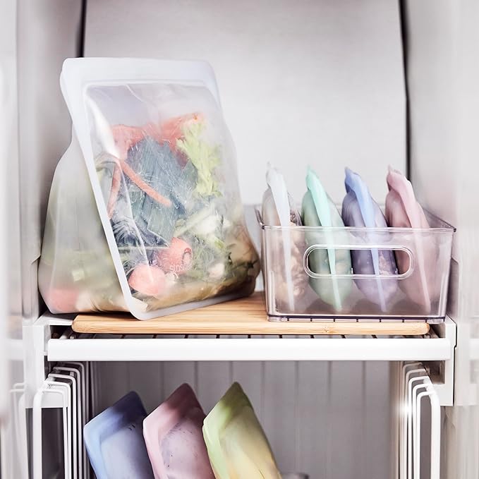 Stasher Silicone Reusable Storage Bag, Stand-Up Mega Bag, Reusable Freezer Bags, Microwave, Dishwasher, Oven Safe, Sous Vide, Premium Lunch Container, Eco Friendly, Food Storage Bags, 104 oz, Clear