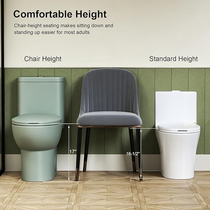 Dual Flush One Piece Toilets for Bathrooms, Compact Toilet Elongated with Soft Closing Seat, Modern 12 Inch Rough in Toilet, 1.61 GPF & Map 1000g, Comfort Height, Silent Design (Sage Green)