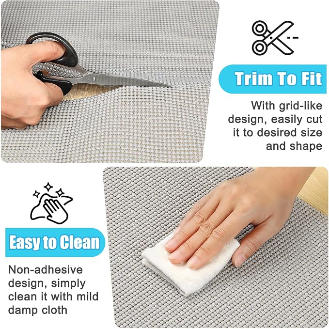 Songrey Non-Slip Shelf Cabinet and Drawer Liner, 12IN x 10FT, Light Gray | No Adhesive Residue, Strong Grip, Thick PVC Mat, for Kitchen Shelves, Bathroom Drawers, Home Essentials, Snip to Fit