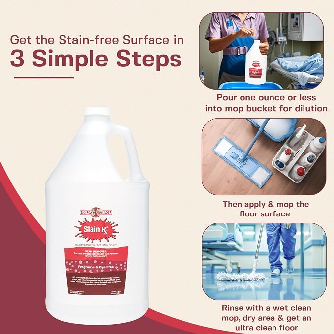 Stain Remover, Effectively Eliminates Stains, 1 Gallon | Wine, Berries & Blood Colorfast Fabrics, Carpets, Upholstery & Jewelry, Fragrance Bleach & Dye-Free, Peroxides & Phosphates