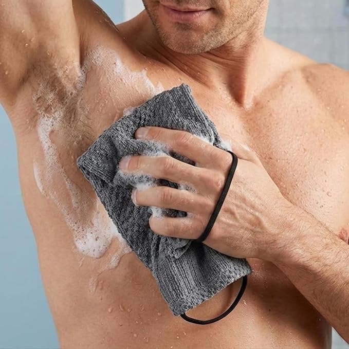Yiclick Dual-Textured Exfoliating Washcloth Towel - Back Scrubber for Use in Shower Bath, Exfoliating Body Scrubber Exfoliator, Japanese Exfoliate Loofah Lufa Sponge Wash Cloth for Women Men