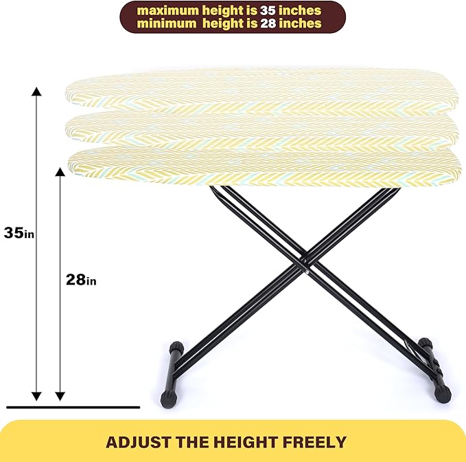 veiox Ironing Board, Metal Construction Iron Board,Extra Thick Padded Cover, Stable Structure, Height Adjustable, Foldable