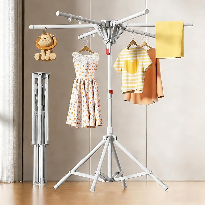 Drying Rack Clothes Outdoor Portable Foldable Laundry Drying Rack Collapsible with Hanger Indoor, Metal