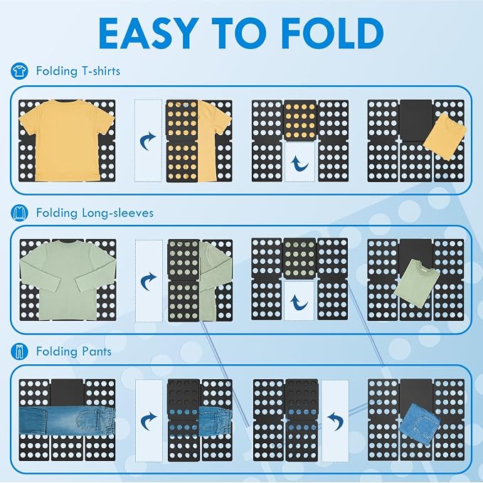 Shirt Folder Mini Clothes Folding Board for T-Shirts and Laundry | Durable Plastic Folding Tool, Neat Organization, Easy Fold for Travel or Home, Laundry Liners