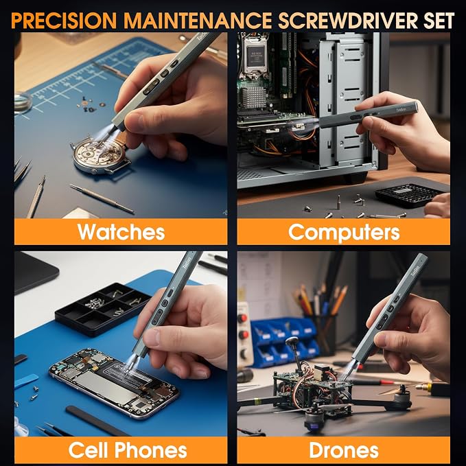 Precision Electric Screwdriver Set,160-in-1 Mini Electric Screwdriver,650mAh Rechargeable Screwdrivers,S2 Magnetic Bit,3 Torque Settings,Repair Tool Kit for Computer Phone Laptop Camera Watch Glasses