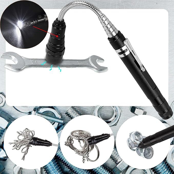 Gifts for Men, Stocking Stuffers for Men, Magnetic Pickup Tool White Elephant Gifts for Adults, Christmas Dad Gifts for Dad Him Husband Birthday, Telescoping Magnet w/LED Flashlight Cool Stuff Gadgets