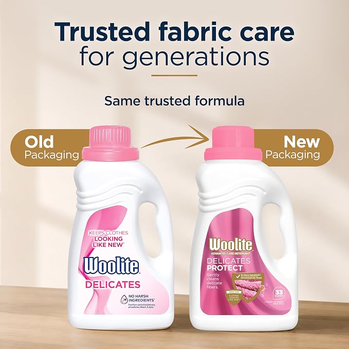 Woolite Delicates Liquid Laundry Detergent for Machine and Hand Wash – Gentle Care for Silk, Wool & Fine Fabrics, 16oz