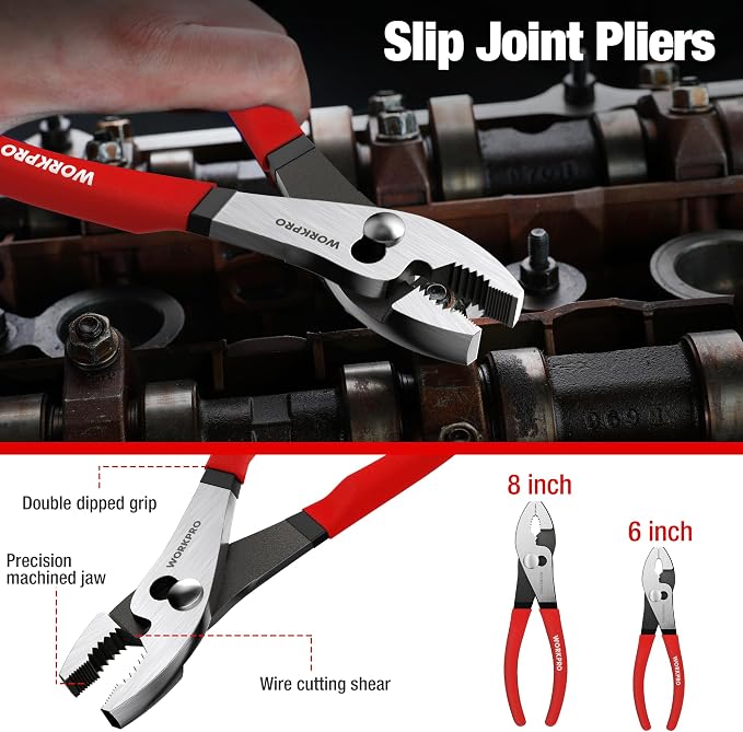 WORKPRO 7-Piece Pliers Set, Pliers Tool Set with Comfort Grip, Red