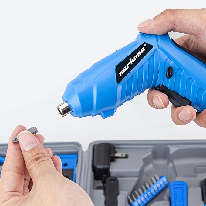 CARTMAN 149-Piece Tool Set, Blue Cordless Screwdriver, Home Repair Tool Kit | Complete tool assortment with cordless screwdriver for home repairs, office fixes, furniture setup crafting, and daily tasks.