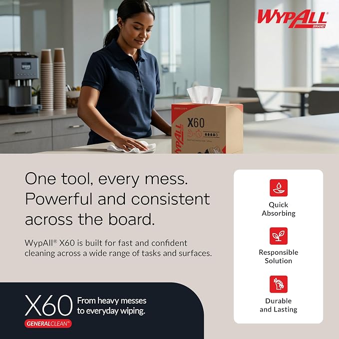 WypAll GeneralClean X60 Multi-Task Cleaning Cloths, 12 x 76 Towels (34865)