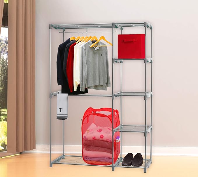 Simple Houseware Mesh Pop-Up Laundry Hamper with Side Pocket, 2 Pack, Red