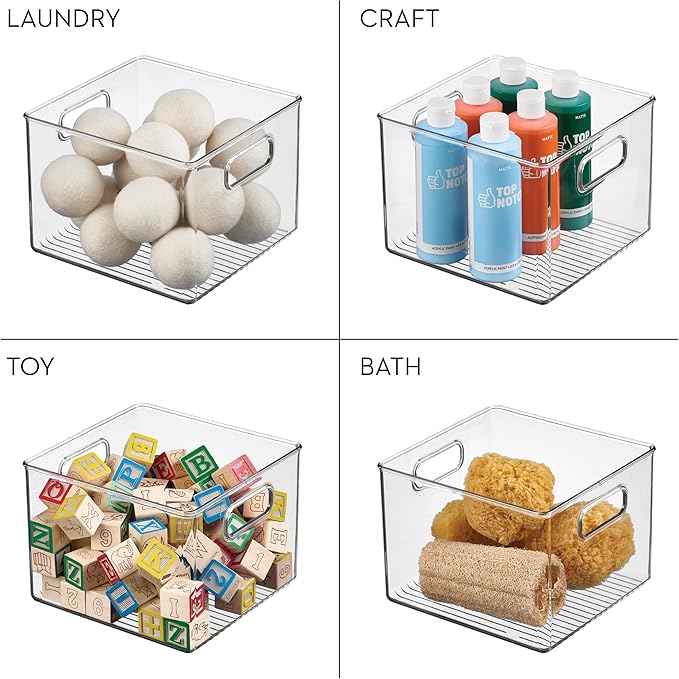 iDesign Pantry Storage Bin with Handles for Kitchen Cabinets or Fridge - Set of 2 - Clear - Made in USA