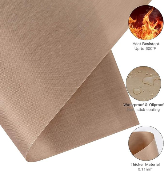 10 Pack PTFE Sheet for Heat Press - 16" x 12" Non Stick PTFE Sheets for Vinyl Heat Press Washable Reusable Heat Resistant Craft Mat