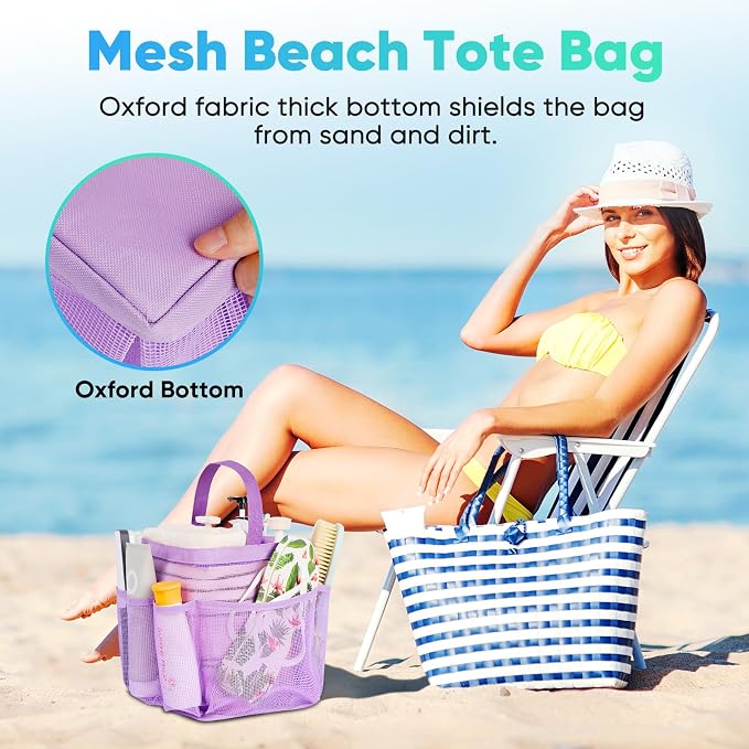 EUDELE Mesh Shower Caddy Portable for College Dorm Room Essentials,Portable Shower Caddy Dorm with 9-Pocket Large Capacity, Shower Bag for Beach, Swimming, Gym, Travel essentials, Purple