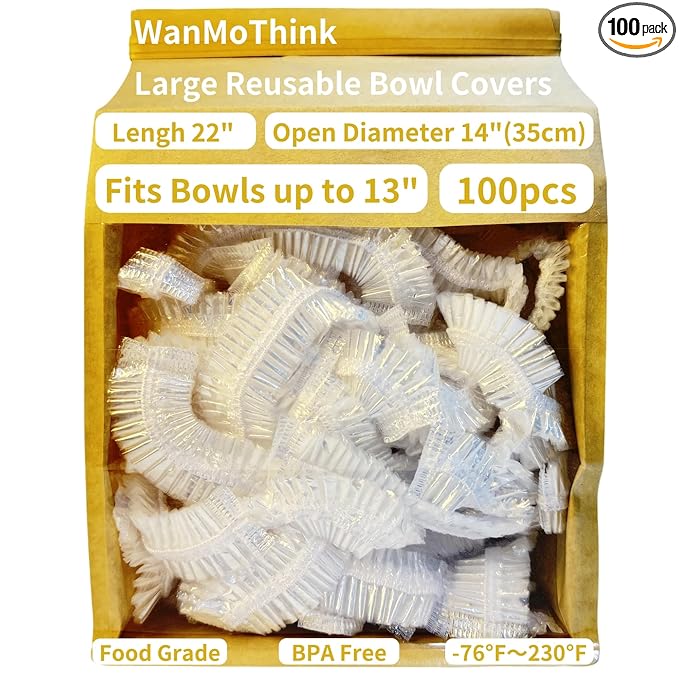 100 Bowl Covers Bread Proofing, Extra Large Thick Plastic Shower Caps, Sourdough Bread Baking Supplies Sourdough Tools accessories Food Covers elastic Stretch for Rising Keep Food Fresh