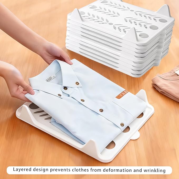 10 Pack Shirt Folding Boards for Clothes Storage | Extra Large Stackable Closet Organizer, Plastic Clothing Folder Shelf Dividers for Adult Tshirt, Sweatshirt