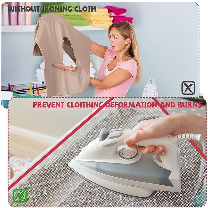 4 Pack Pressing Cloth for Ironing, Scorch-Saving Ironing Protector Insulation Pad Heat Resistant Pressing Clothes, Polyester Mesh Iron Pressing Mat for Easy Irons Sewing