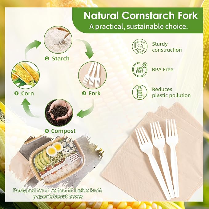 50-Pack 30oz Disposable Meal Prep Containers with Lids and Forks, Compostable Kraft Paper Bowls To Go, Microwave & Freezer Safe Food Containers for Hot Soup, Cold Dessert, Lunch, Takeout