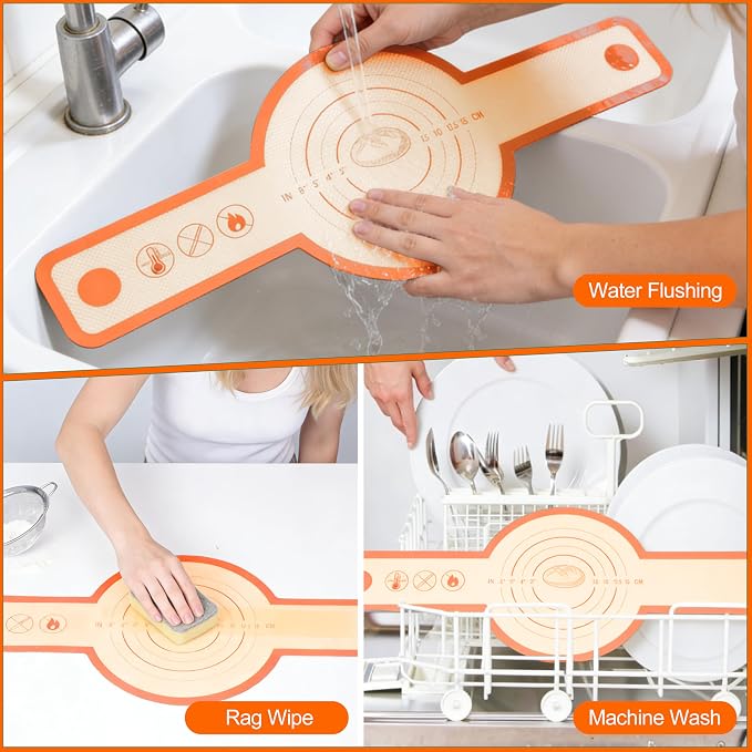 Silicone Bread Sling Mat for Dutch Oven, 2 PCS Non-Stick & Reusable Bread Baking Supplies with Long Handles, Easily Transfer Sourdough & Baking, Dishwasher Safe (Round, Yellow)