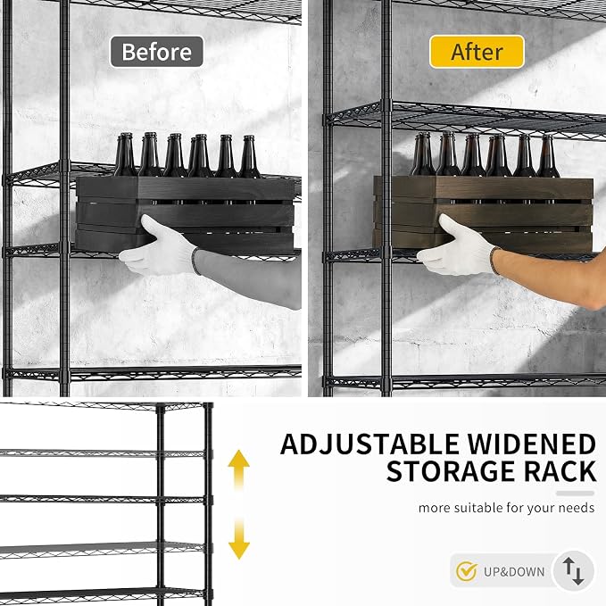 Karl home 5-Tier Adjustable Metal Storage Shelves, Wire Unit with Wheels | Heavy Duty Wire Storage Rack Organizer, Multipurpose Shelving for Garage, Pantry, Kitchen Display