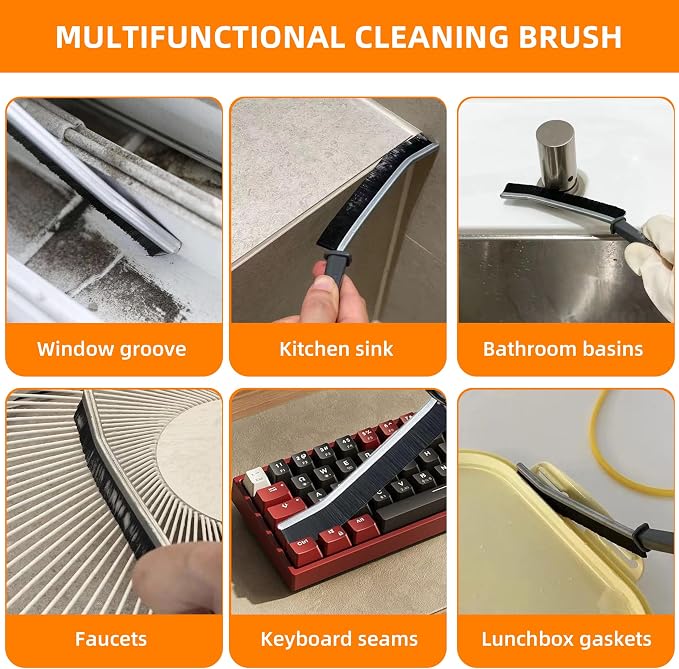 12Pcs Crevice Cleaning Brush Set, Hard Bristle Gap Cleaning Tools, Multifunctional Brushes for Kitchen, Bathroom, Grout, Sink, Bottle, Teapot, Blender, Window & Car (12pcs)