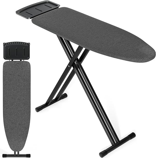 APEXCHASER Ironing Board Full Size, Iron Board and Ironing Board Set Height Adjustable, Foldable Ironing Boards Standard Size, Iron Table Stand with Anti-Skid Legs and Iron Rest, 13" x 43" Black