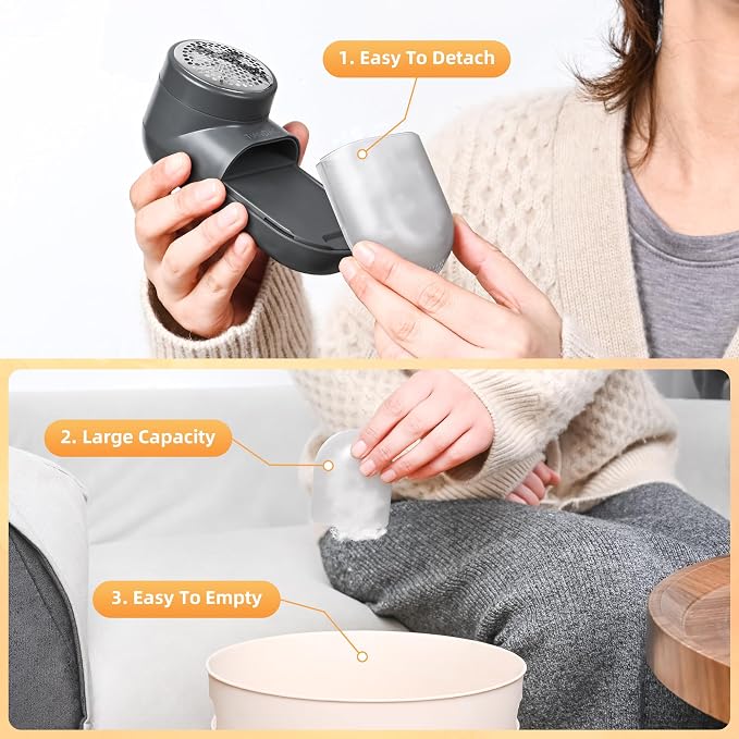 Electric Fabric Shaver and Lint Remover, Portable Fuzz Remover for Clothes and Furniture, Battery Operated, Easy to Use and Clean, Suitable for Sweaters, Blankets.（Dark Grey）