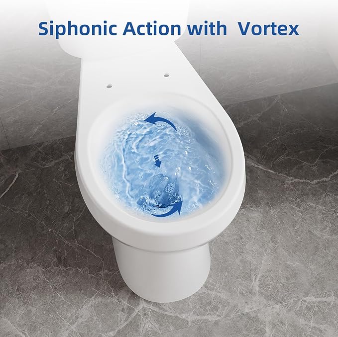 Round Front Two-Piece Toilet, 19" ADA Comfort Height, 1000g MAP Certified Flush System, 12" Rough-In