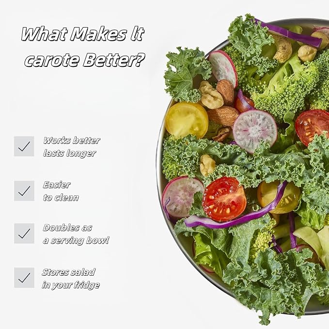 Stainless Steel Salad Spinner, Salad Spinners Large, Lettuce Spinner, with Drainage Basket Drainage Outlet, Used for Cleaning and Drying Vegetables Food and Fruits Quick Spin Vegetable Fruit Spinner