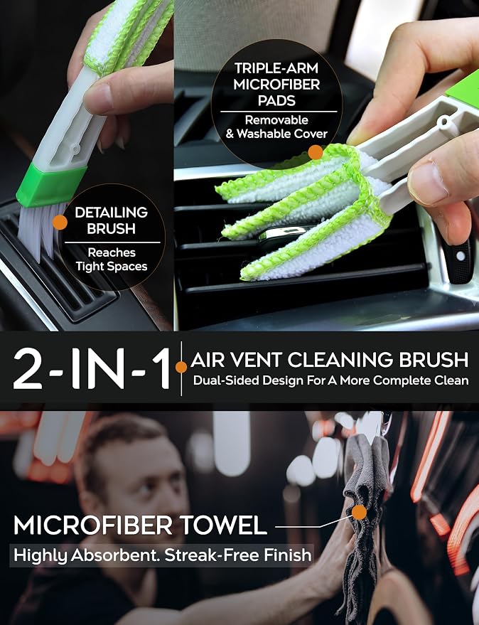 TAKAVU Car Duster Kit, Ultra Soft Microfiber, Lint & Scratch Free | Includes Storage Bag & Unbreakable Handle, Removes Pollen & Dust, Exterior & Interior for SUV & Home