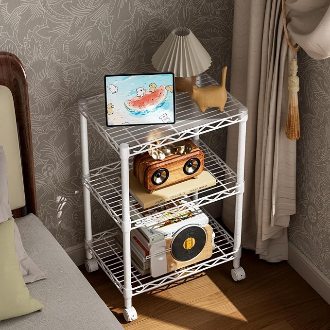 Golpart 3Tier Adjustable Storage Shelves Metal Wire Shelving Standing Shelf | Utility Heavy Duty Unit Rack Closet Organize for Home Kitchen Laundry Room Organization Pantry 11.6"Dx17.6"Wx30"H White