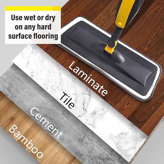 Mops for Floor Cleaning, Spray Mop with 400ml Refillable Bottle and 3 Replacement Pads Dry Wet Floor Household or Commercial Hardwood Laminate Tile Ceramic