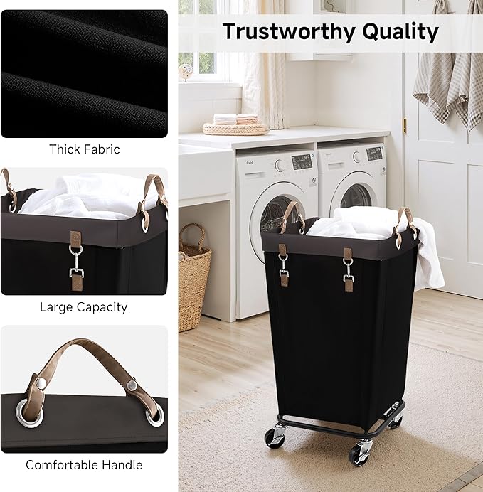 StorageWorks 110L Laundry Basket with Wheels, Rolling Hampers for Clothing