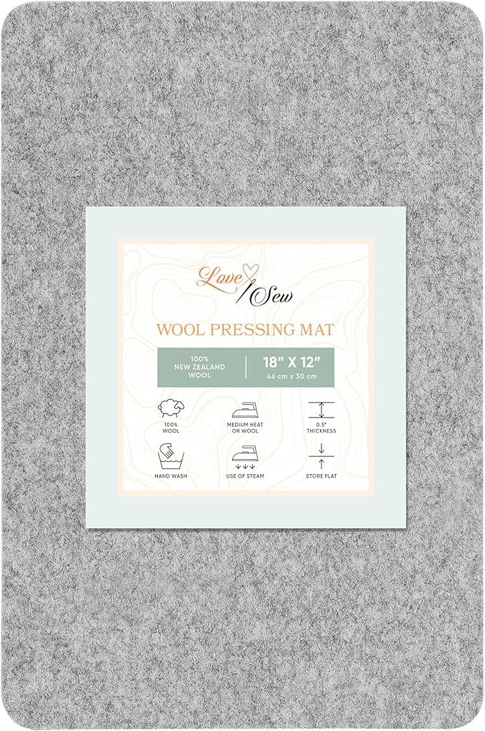 Love Sew Wool Pressing Mat - Ironing Pad for Quilting and Sewing - Perfect Pressing Mat for Ironing Boards, Quilting,Sewing,Pressing Seams,Embroidery Crafts (Grey)