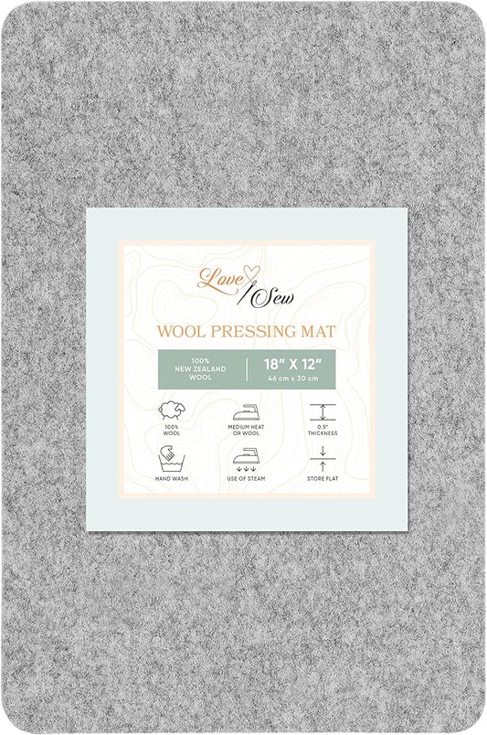 Love Sew Wool Pressing Mat - Ironing Pad for Quilting and Sewing - Perfect Pressing Mat for Ironing Boards, Quilting,Sewing,Pressing Seams,Embroidery Crafts (Grey)