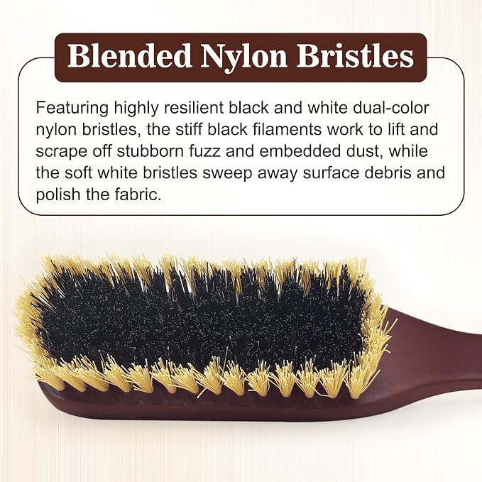 Clothing Brush & Lint Remover for Clothes | For Sweaters, Suits, Cashmere, Wool, Velvet, Suede Jackets, Pet Hair Removal, Natural Solid Wood Handle, Gentle Lint Brush