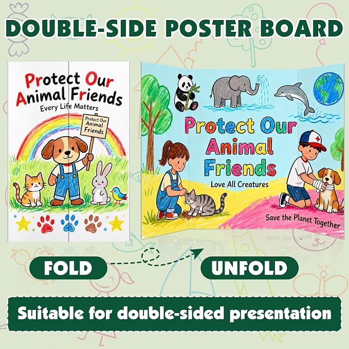 30 Pack Trifold Poster Board, 36in x 48in Corrugated Project Board, White Presentation Board, Trifold Display Board for School Project, Business Presentation, Science Fairs, Event Display