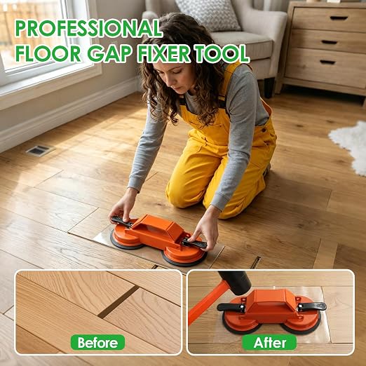 Floor Gap Fixer Tool to Fix a Floor, Vinyl Floor Repair Kit with Strong Suction Cups, Laminate Flooring Tools, Includes Plank Grabber and Mallet