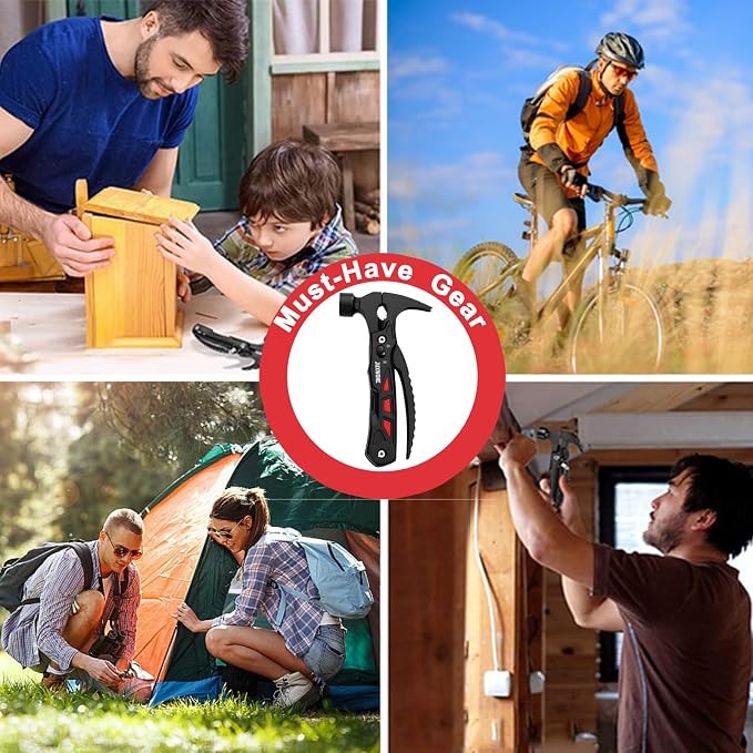 12-in-1 Pocket Knife Multitool with Hammer, Pliers & Screwdriver | Includes a saw, dual safety locks and nylon sheath for secure, organized carry on camping, hiking and DIY trips.
