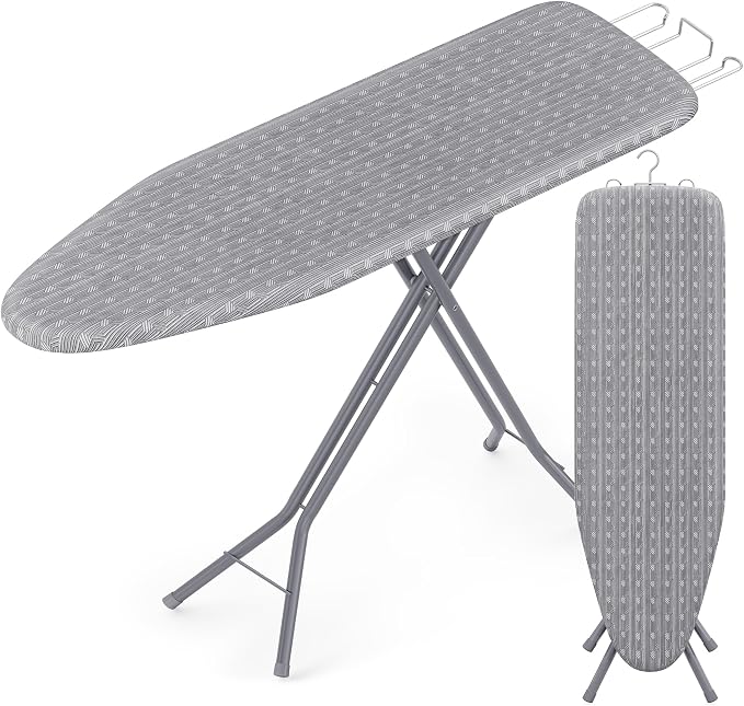 SONGMICS Full Size Ironing Board, Steel Frame with Cover and Sponge Pad, Foldable Standard Ironing Board with Iron Rest, 54 x 14 x 36.6 inches, Gray, Borix Collection ULLB002G101S