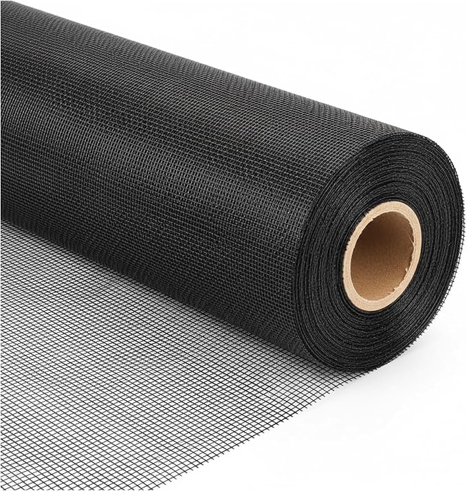 Window Screen Mesh, Fiberglass Window Screen, Screen Door Mesh, Windows Screens and Screen Door Replacement, Patio Screen Mesh (Black, 48inches x100feet)