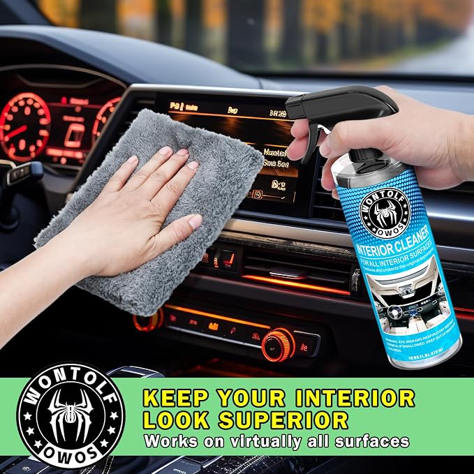 Wontolf 17pc Car Wash Kit, Car Cleaning Kit with Car Wash Brush Long Handle, Car Wash Soap, Interior Cleaner, Wheel Cleaner, Window Squeegee, Car Interior Detailing Kit for Cars Trucks RVs SUVs