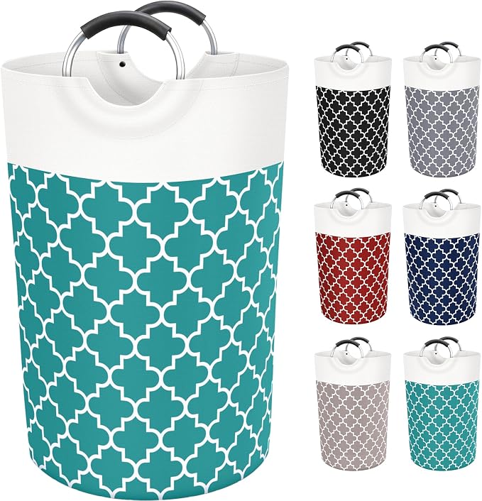 Large Laundry Basket, 115L Tall Collapsible Hamper with Handles, Green | Freestanding Laundry Hamper, Waterproof Dirty Clothes Storage Bag for College, Bathroom, Foldable Washing Bin for Travel