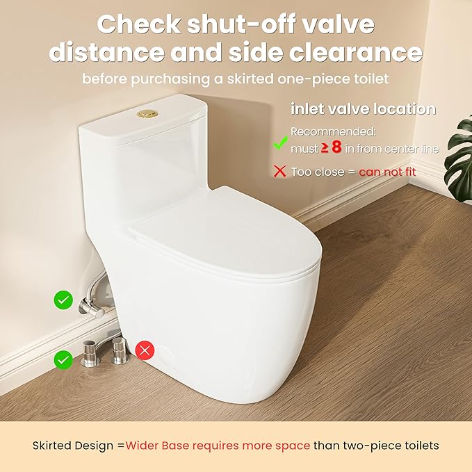 Casta Diva Elongated One Piece Toilet with 17.5" Comfort Chair Height Seat Modern Toilets for Bathroom, High Efficiency Dual Flush 1.0/1.28 GPF & MAP 1000g, 12'' Rough-in, Golden Flush Button